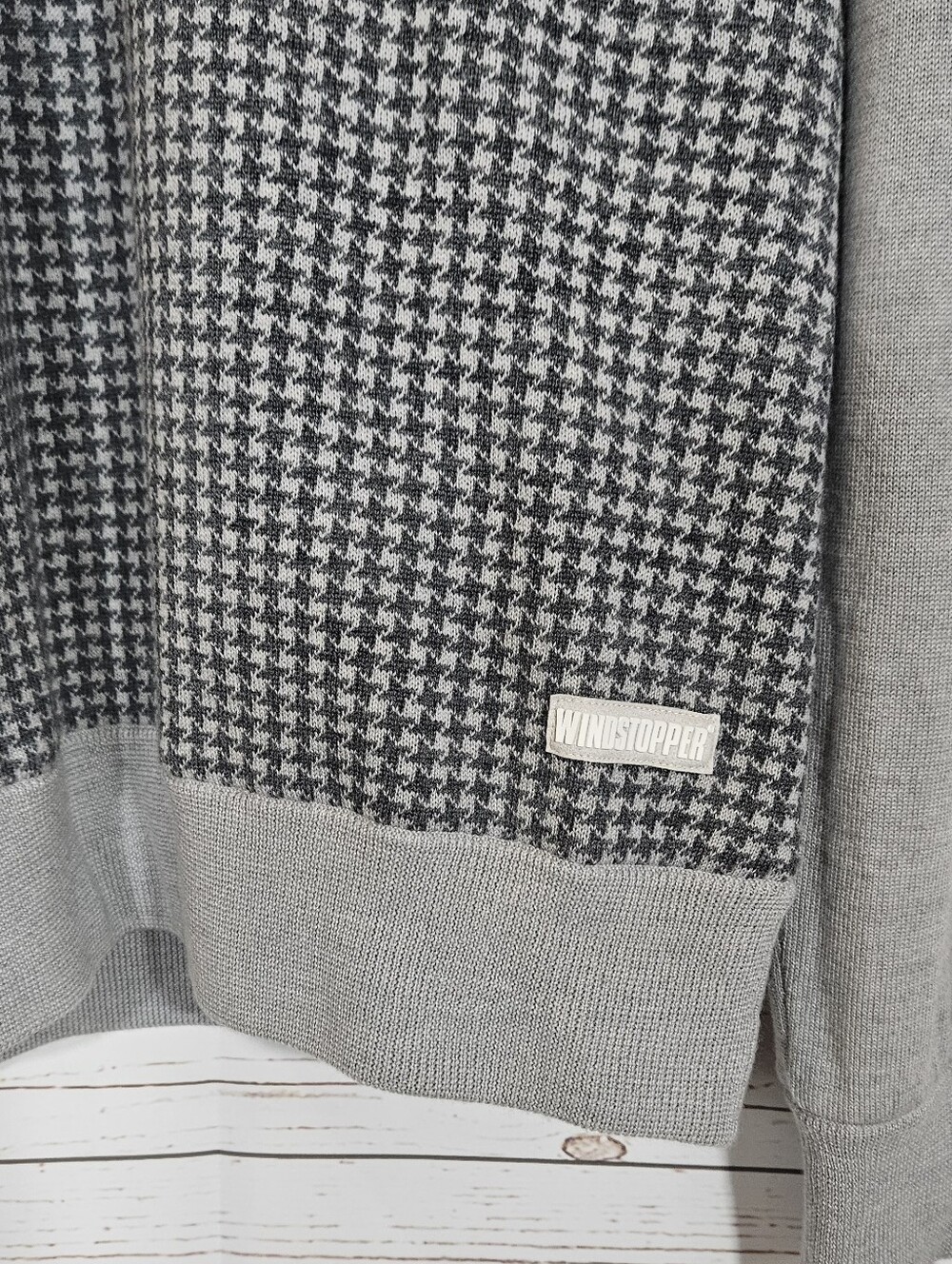Sunice | Windstopper Houndstooth Gray Wool 1/4 Zip Windbreaker Sweater - Picture 3 of 5